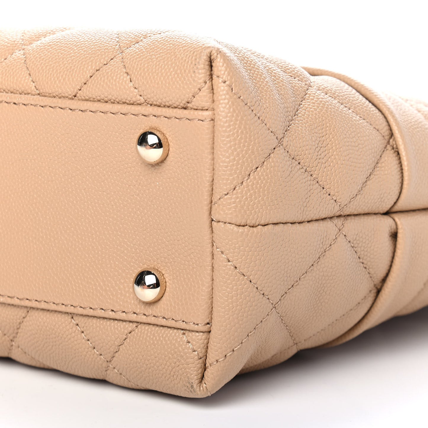 Caviar Quilted Rolled Up Tote Beige