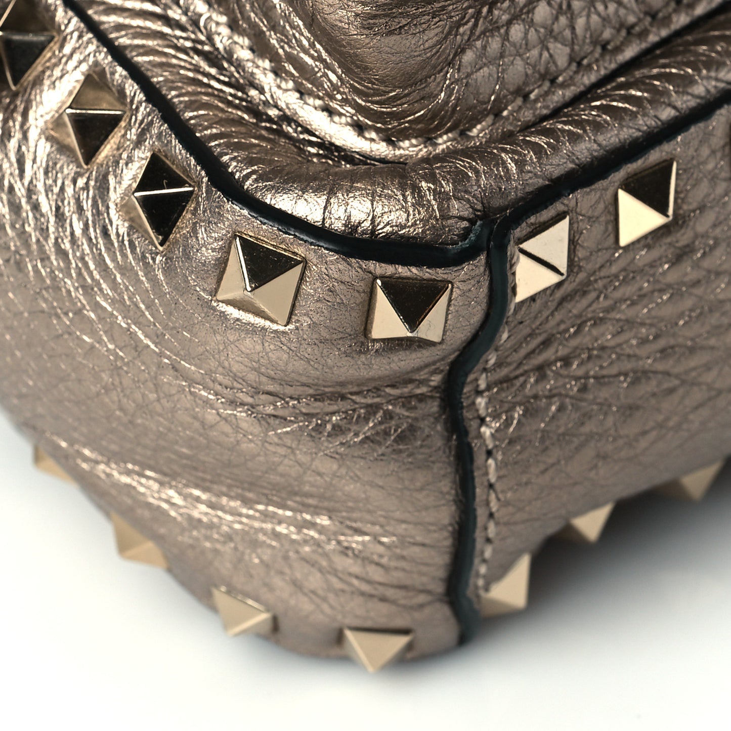 Metallic Pebbled Calfskin Mini Rockstud Backpack Sasso