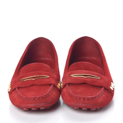 Louis Vuitton Suede Travel Moccasin Loafers 39 Rouge 2 of 9