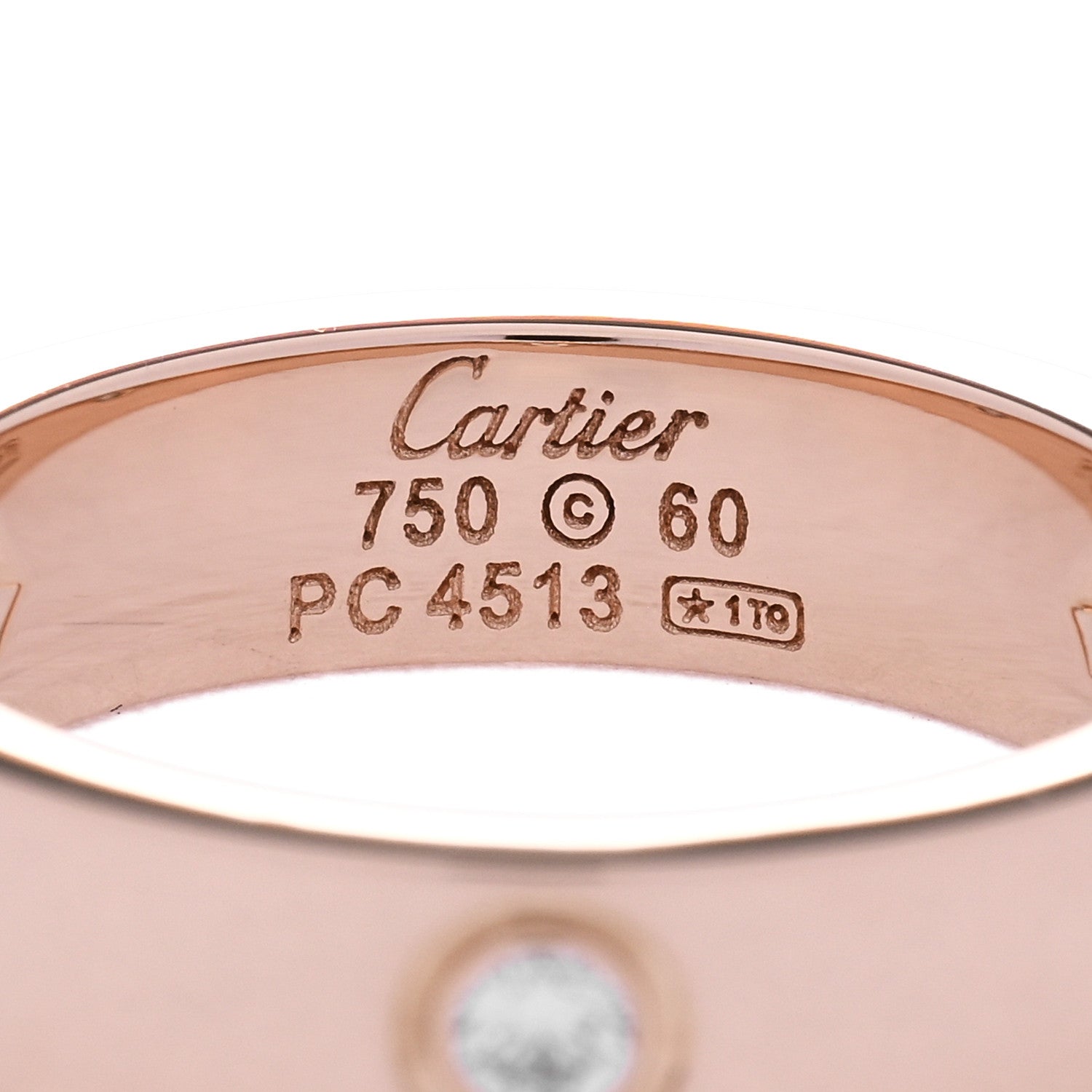 Cartier 18K Pink Gold 3 Diamond 5.5mm LOVE Ring 60 9.25 4 of 4