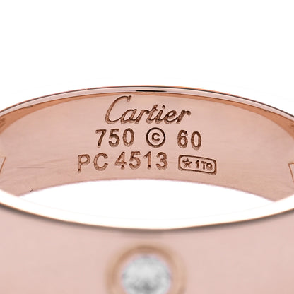 Cartier 18K Pink Gold 3 Diamond 5.5mm LOVE Ring 60 9.25 4 of 4