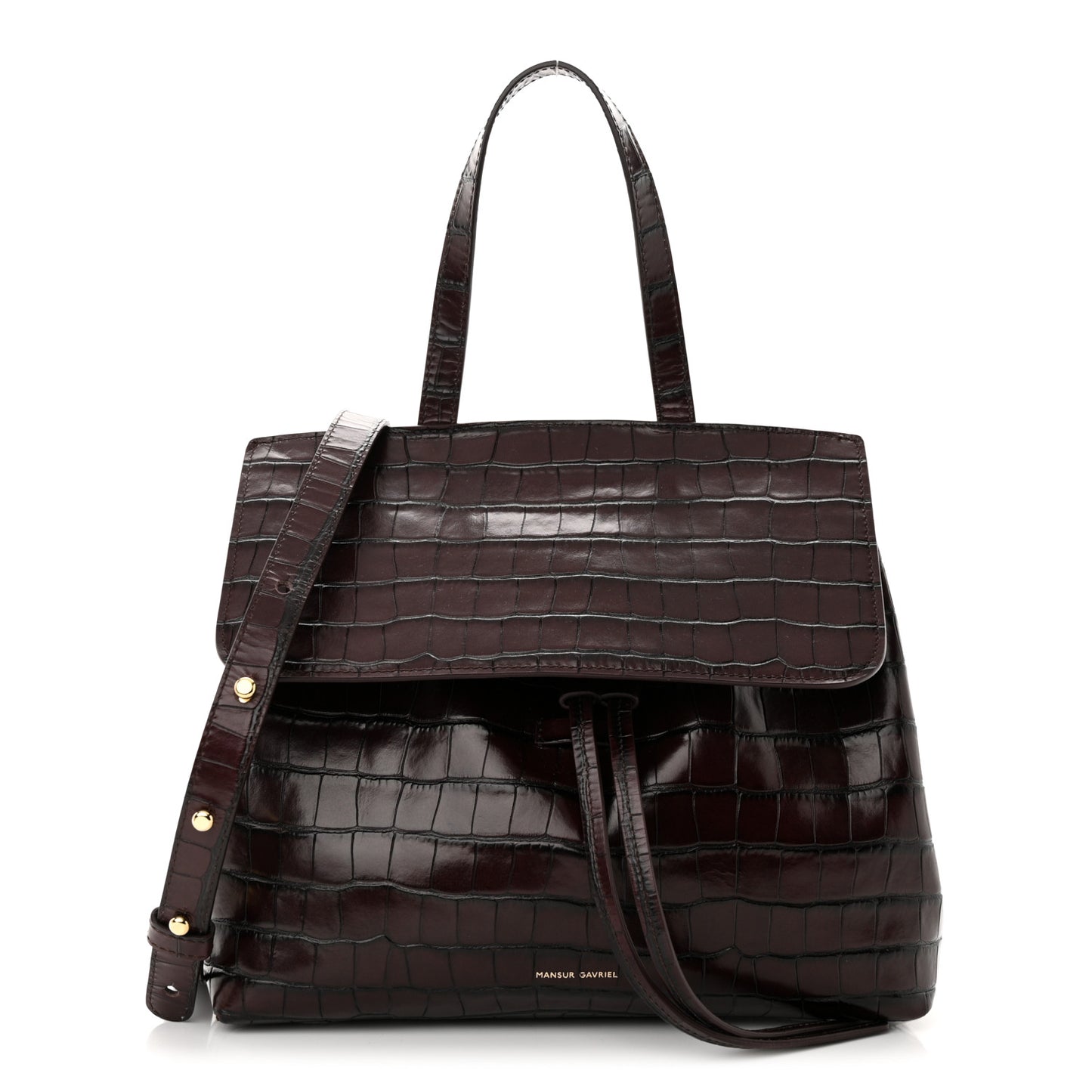 Calfskin Crocodile Embossed Lady Bag Burgundy