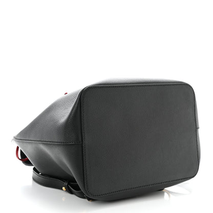 Fendi Vitello Cruise Bi-Color FF 1974 Embossed F is Fendi Drawstring Backpack Black Fragola Maya 4 of 12