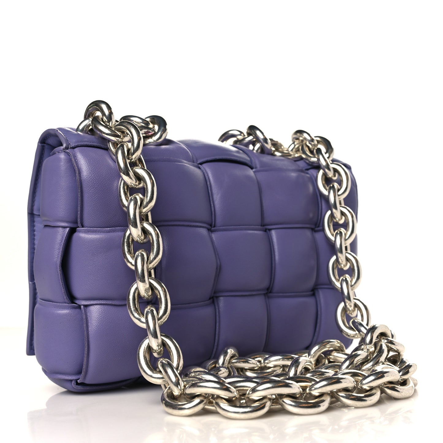 Lambskin Maxi Intreccio Padded Chain Cassette Crossbody Bag Lavender
