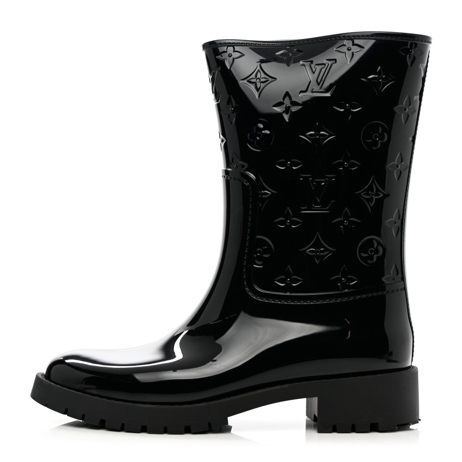 Louis Vuitton Rubber Embossed Monogram Splash Rain Short Boots 41 Black 1 of 12