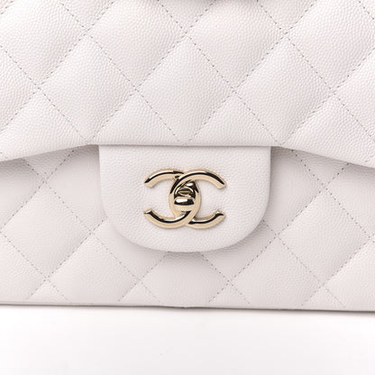 Chanel Caviar Quilted Jumbo Double Flap White 9 of 10