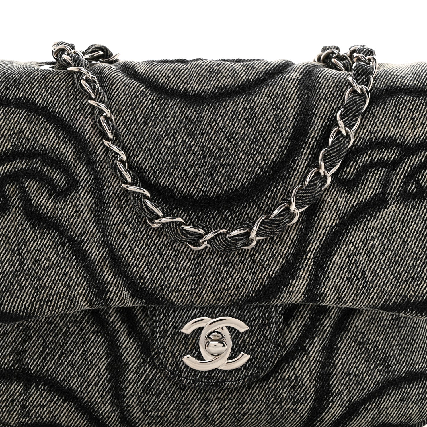 Chanel Denim Stitched Mini Square Flap Black 8 of 10