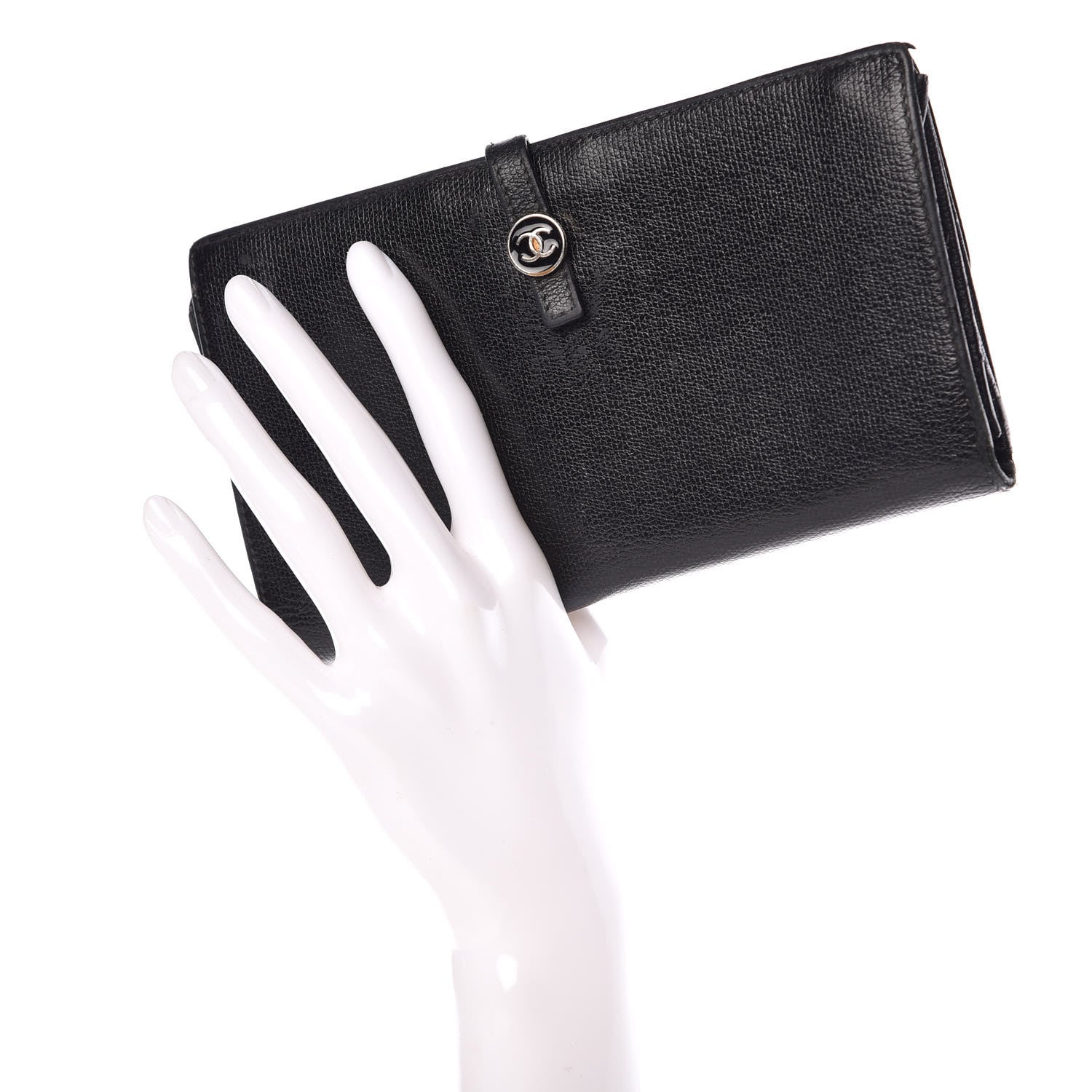 Chanel Grained Calfskin CC Button Wallet Black 2 of 18