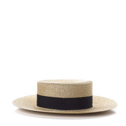 Gucci Glittered Straw Grosgrain Wide Brim Hat L Gold Black 6 of 10