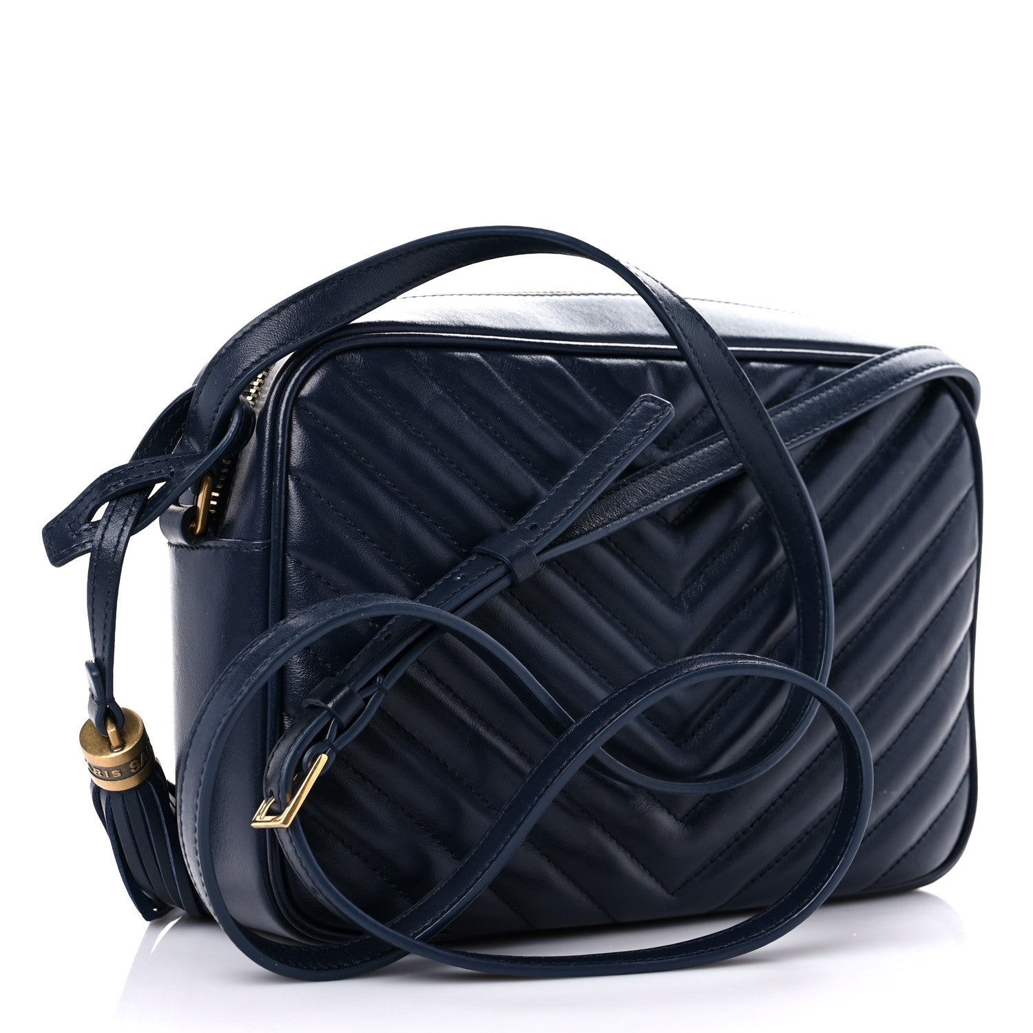 Saint Laurent Calfskin Matelasse Monogram Lou Camera Bag Navy 3 of 11