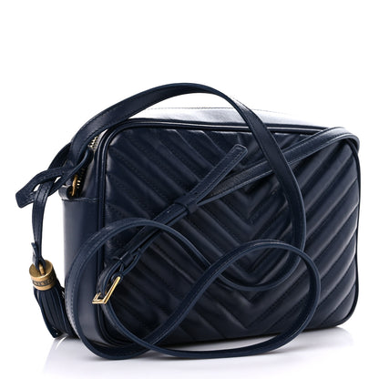 Saint Laurent Calfskin Matelasse Monogram Lou Camera Bag Navy 3 of 11