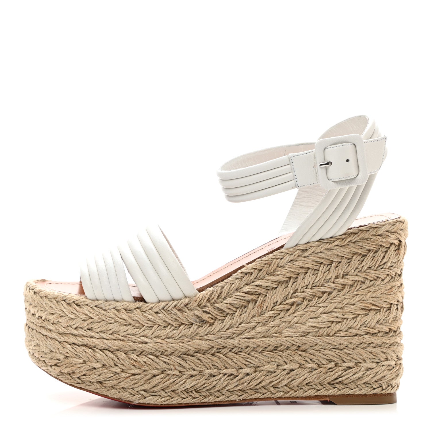 Christian Louboutin Calfskin Rope Manola Zeppa 90 Espadrille Wedge Sandals 36 White 1 of 8