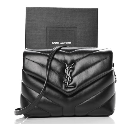 Saint Laurent Calfskin Y Quilted Monogram Toy Loulou Crossbody Bag Black 11 of 11