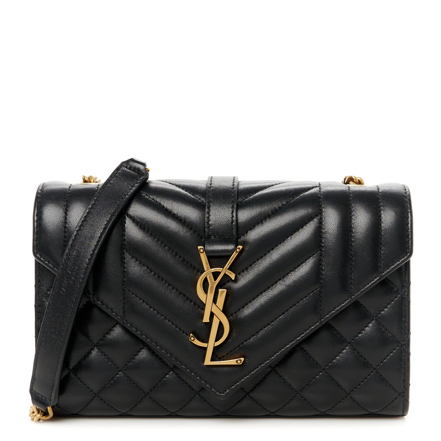 Lambskin Mixed Matelasse Triquilt Small Monogram Satchel Black