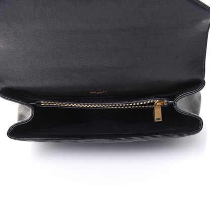 Saint Laurent Sheepskin Matelasse Chevron Monogram Large College Satchel Black 5 of 12
