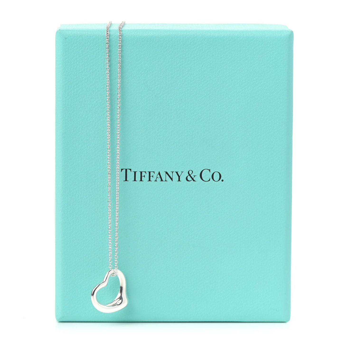 Sterling Silver 16mm Elsa Peretti Open Heart Pendant Necklace