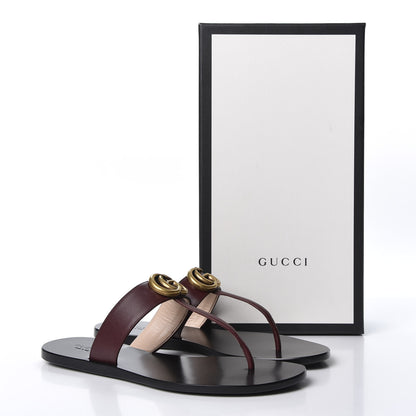 Gucci Calfskin GG Marmont Thong Sandals 38 Vintage Bordeaux 11 of 11