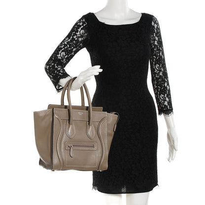 Celine Drummed Calfskin Micro Luggage Souris 2 of 9