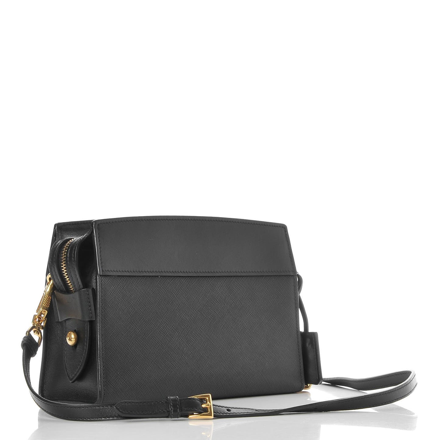 Saffiano City Calf Esplanade Crossbody Bag Black