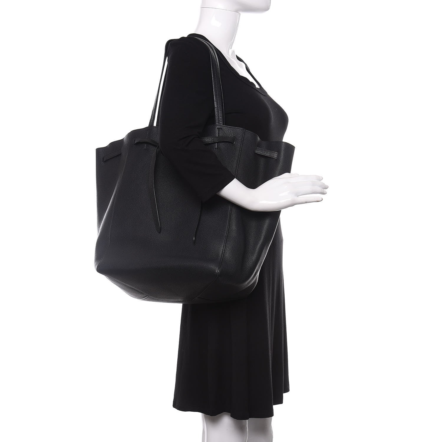 Celine Soft Grained Calfskin Medium Belt Cabas Phantom Black 2 of 10