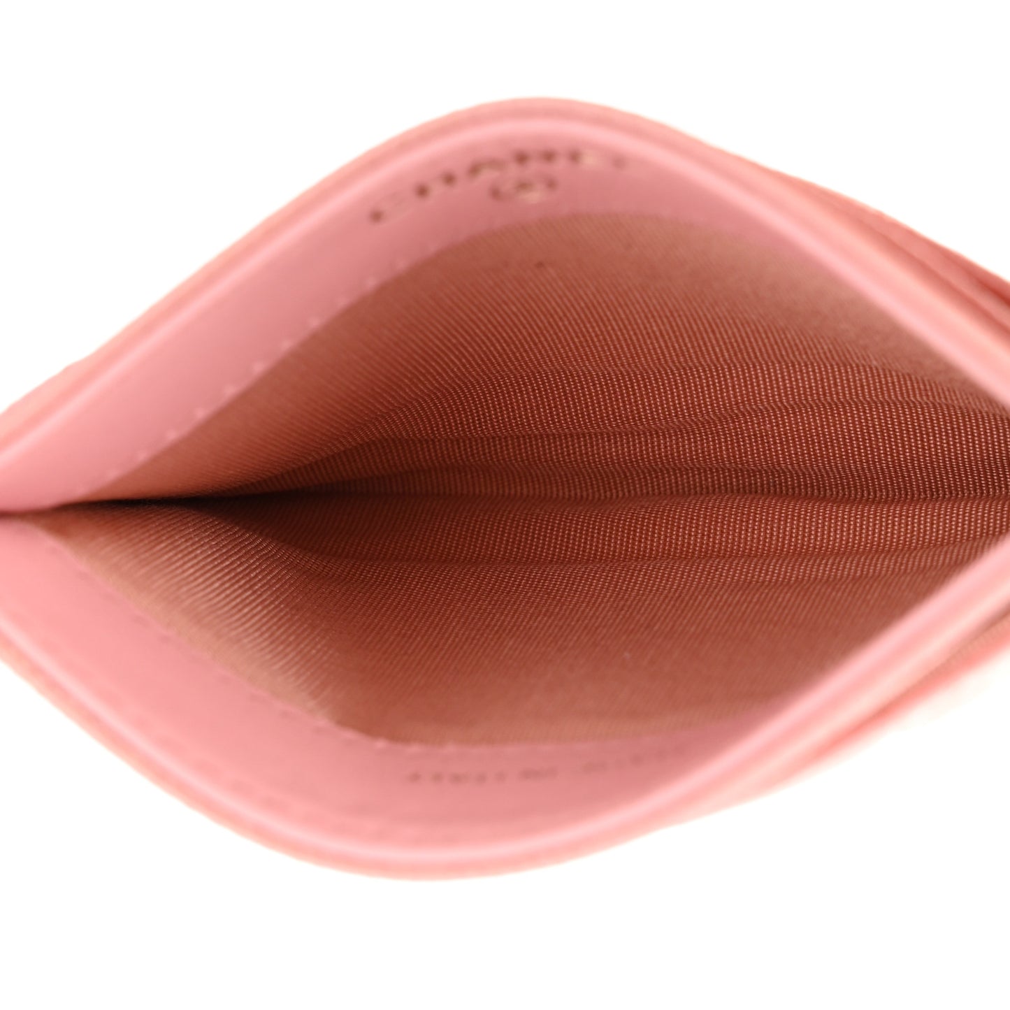 Iridescent Caviar Quilted Card Holder Rose Pink