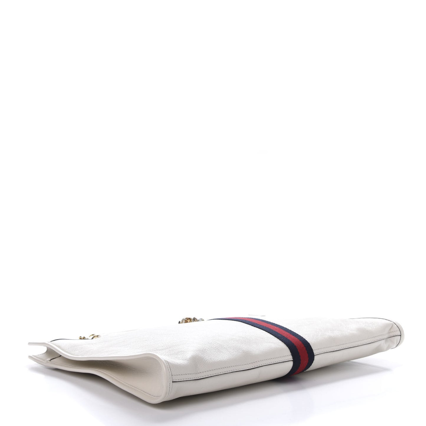 Suede Calfskin Large Rajah Chain Tote White