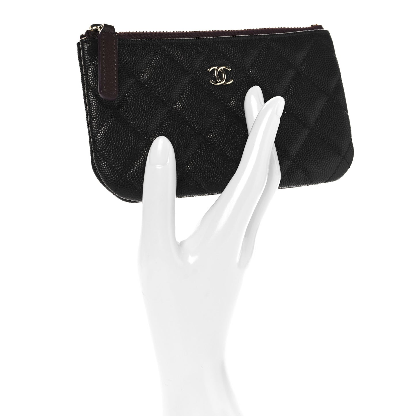 Caviar Quilted Small Cosmetic Case Black
