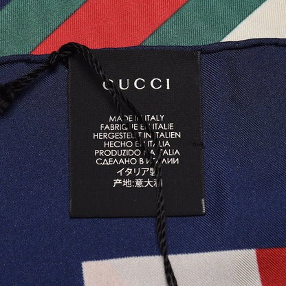Gucci Silk Sylvie Stripe Web Logo Square Scarf Ivory Blue 4 of 5