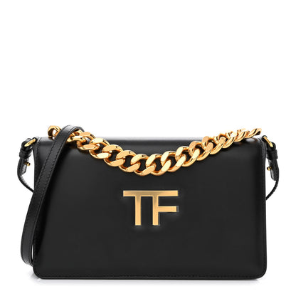 Tom Ford Palmellato Calfskin TF Chain Shoulder Bag Black 1 of 12
