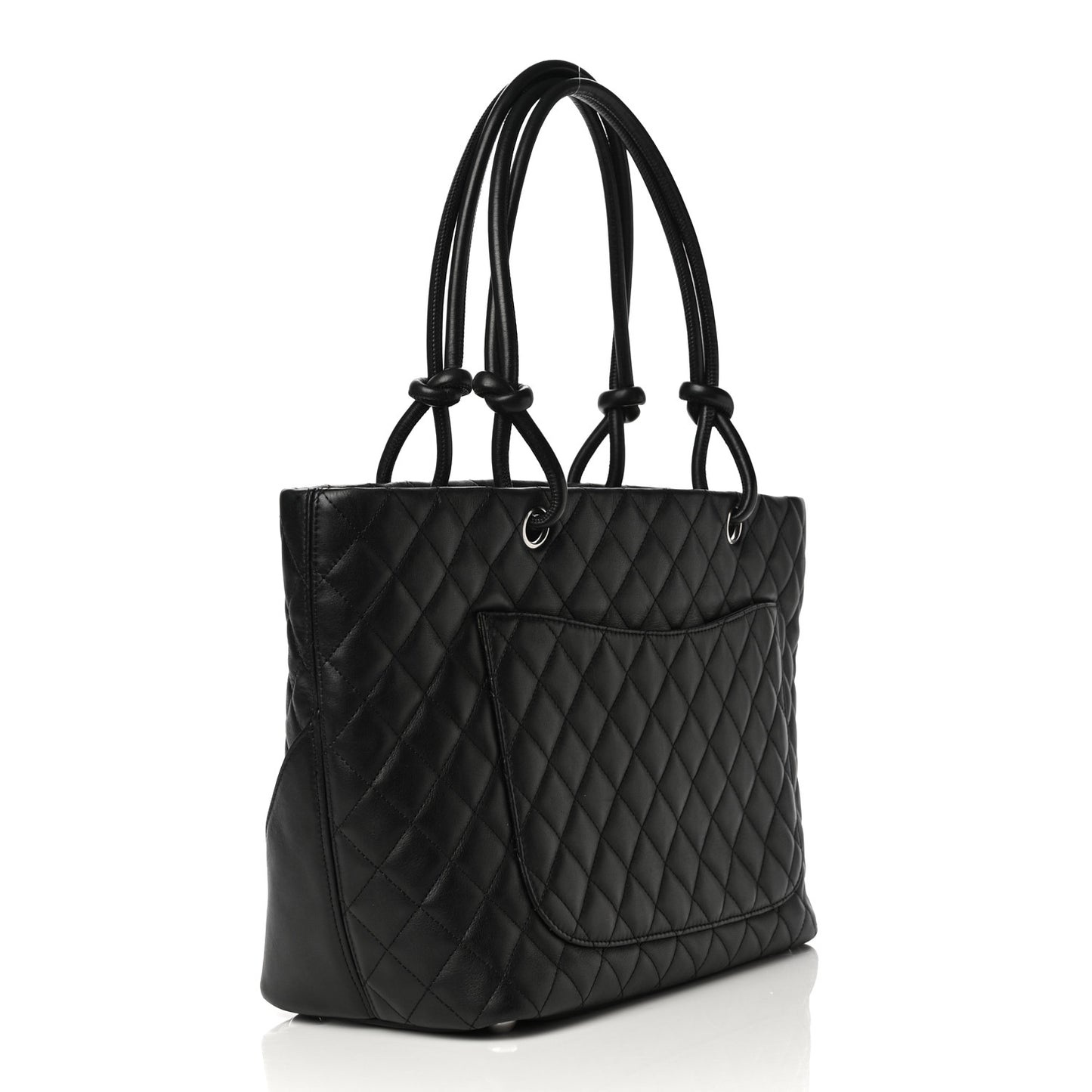 Calfskin Quilted Large Cambon Tote Black White