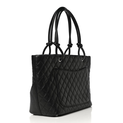 Chanel Calfskin Quilted Large Cambon Tote Black White 3 of 14