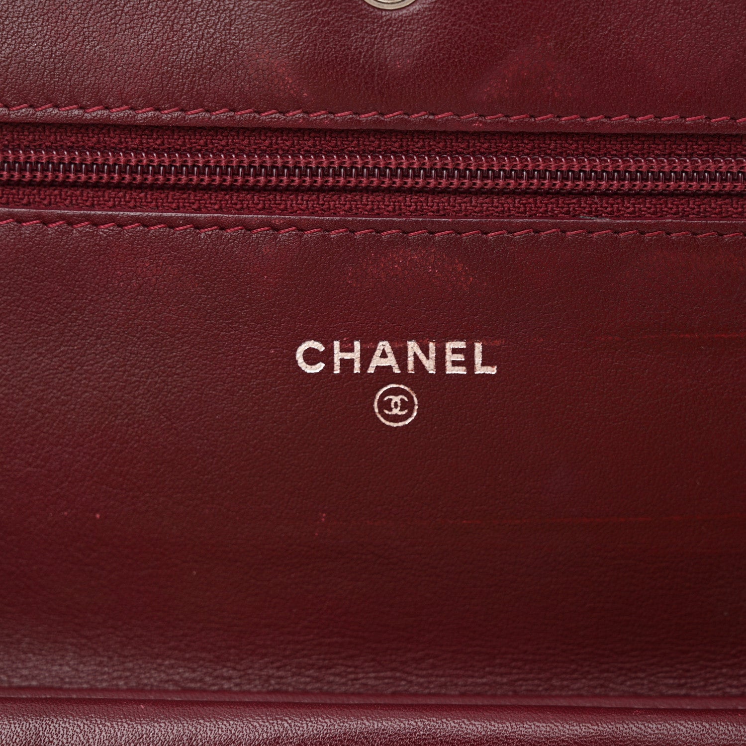 Chanel Patent Quilted Brilliant Wallet On Chain WOC Dark Burgundy 6 of 14