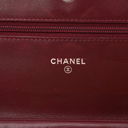 Chanel Patent Quilted Brilliant Wallet On Chain WOC Dark Burgundy 6 of 14