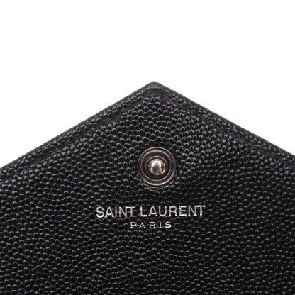 Saint Laurent Grain De Poudre Matelasse Chevron Monogram Chain Wallet Black 6 of 8
