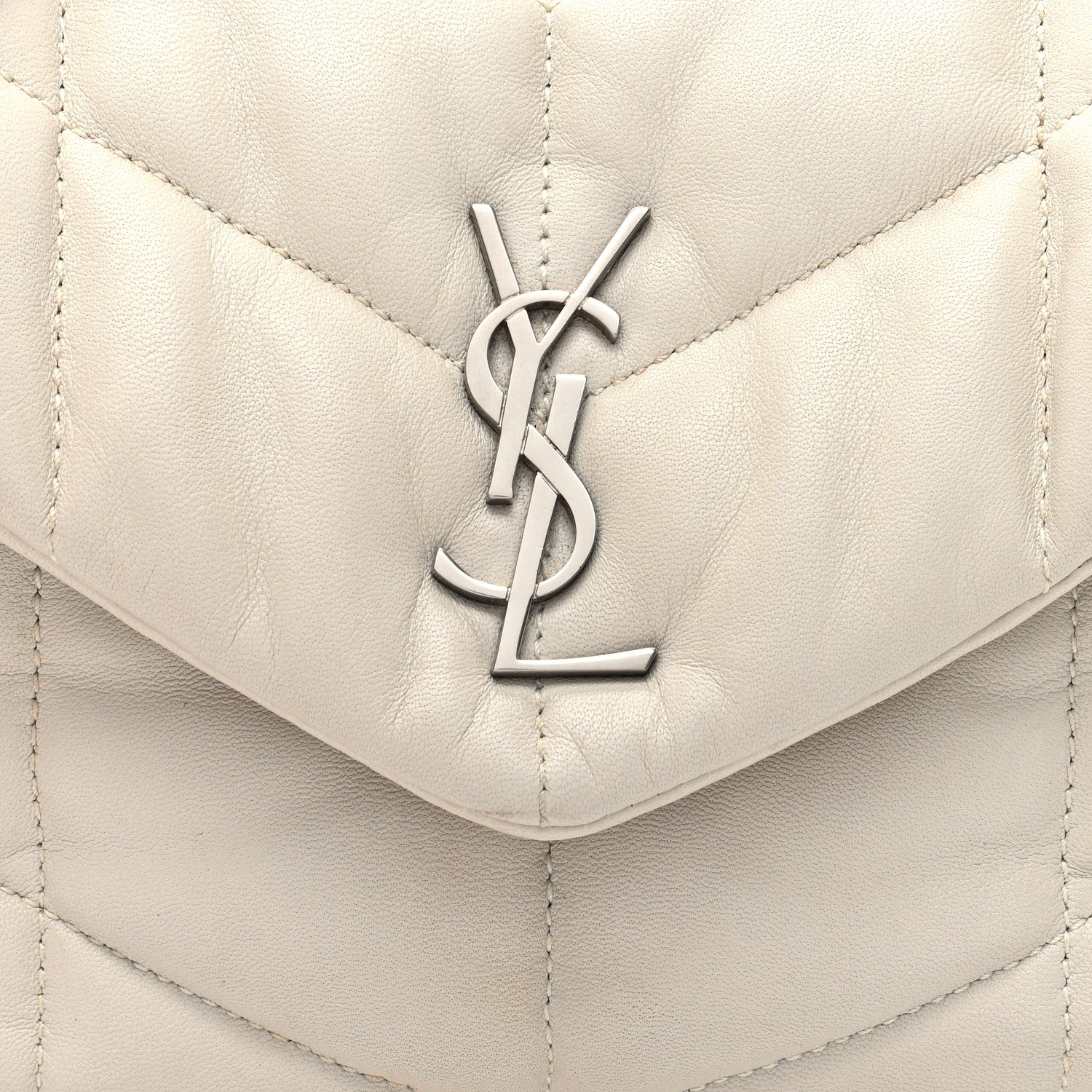 Saint Laurent Lambskin Quilted Toy Loulou Puffer Monogram Chain Satchel Crema Soft 7 of 9