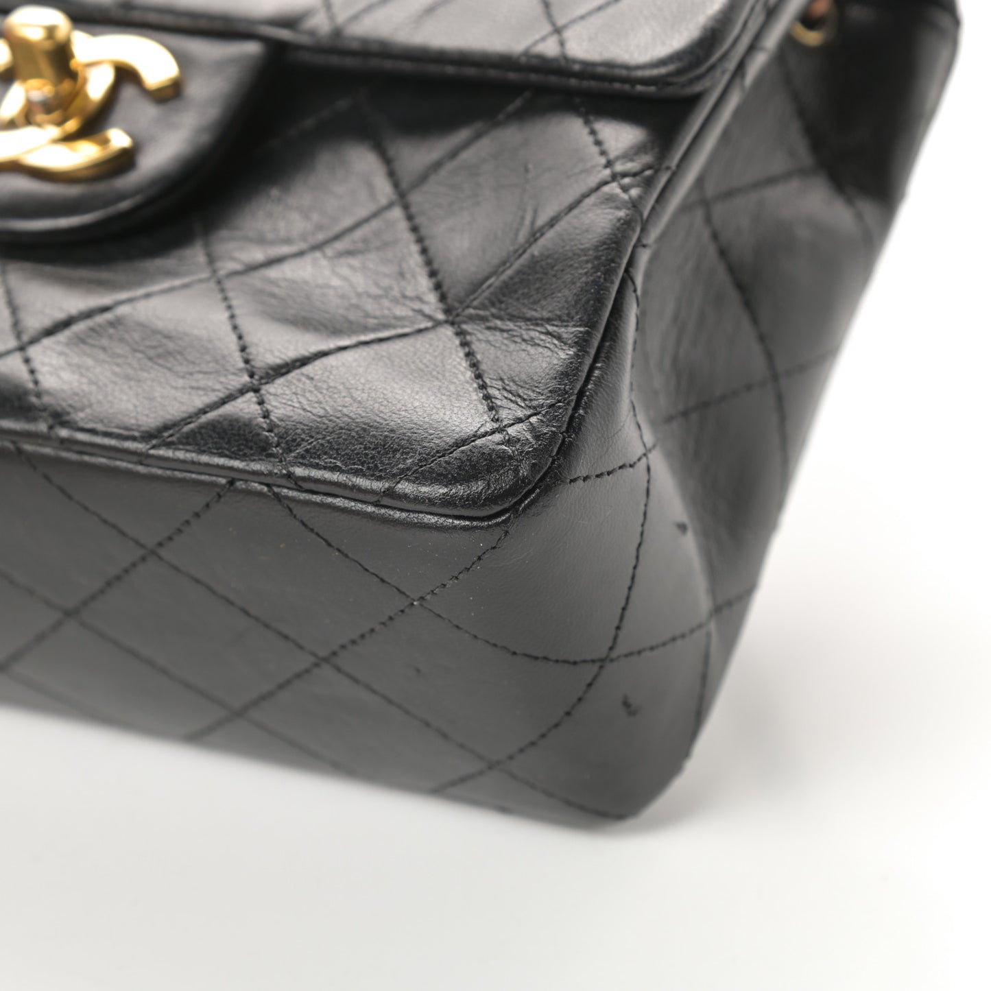 Lambskin Quilted Mini Square Flap Black
