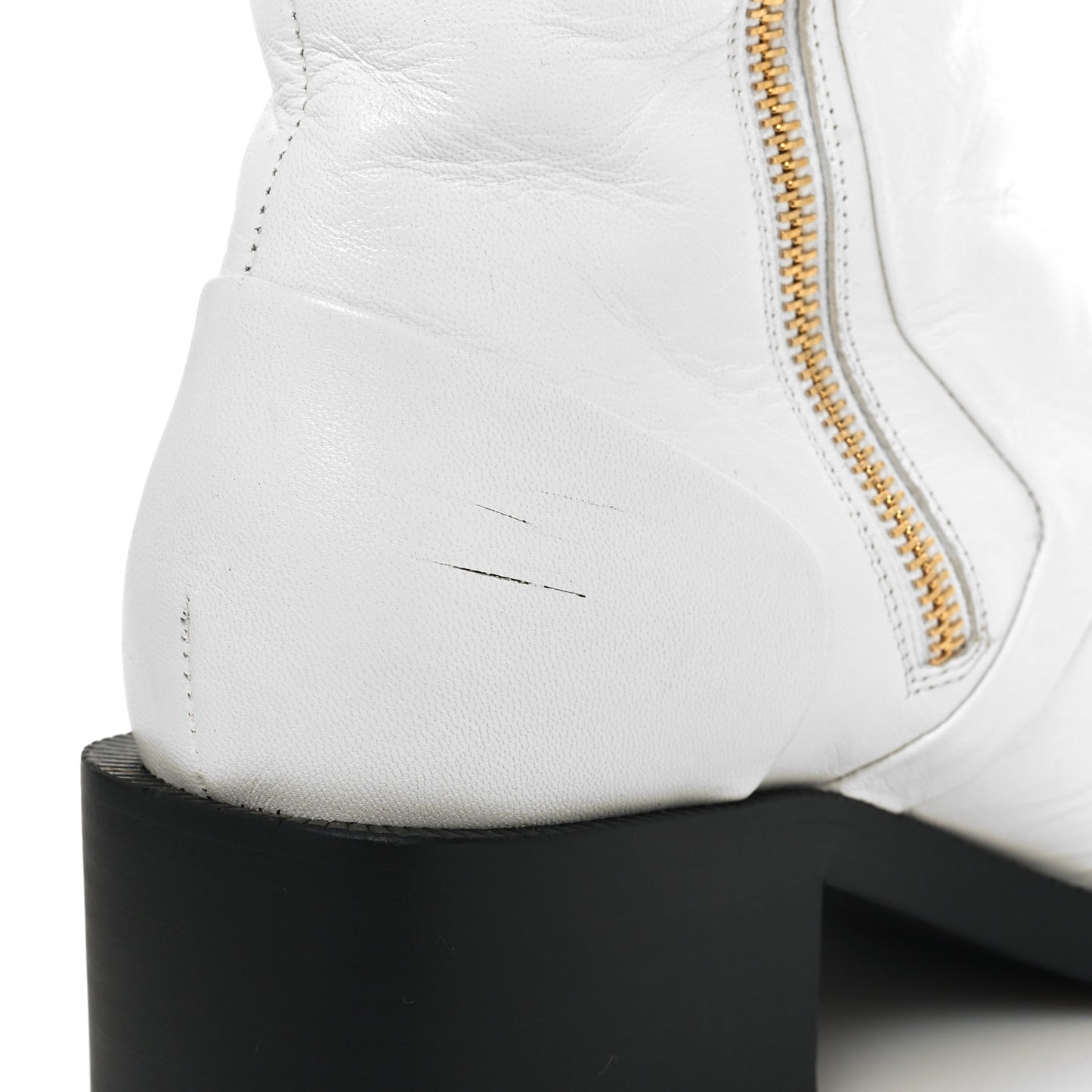 Shiny Goatskin Cap Toe Short Boots 39 White Black