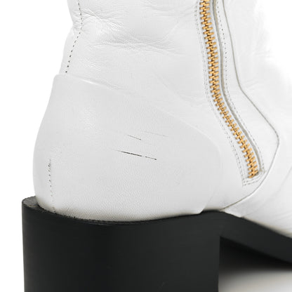Chanel Shiny Goatskin Cap Toe Short Boots 39 White Black 9 of 10