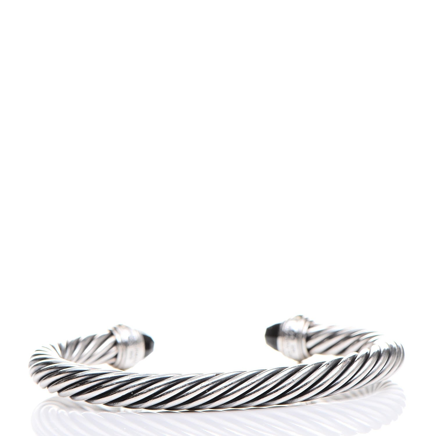 David Yurman Sterling Silver 14K Yellow Gold Black Onyx 7mm Cable Classics Bracelet 3 of 5