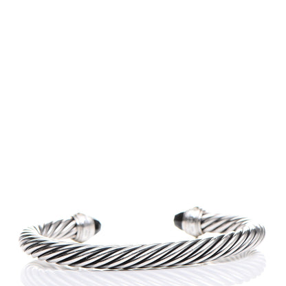 David Yurman Sterling Silver 14K Yellow Gold Black Onyx 7mm Cable Classics Bracelet 3 of 5