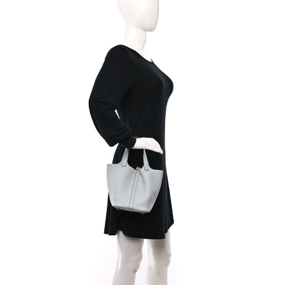 Hermes Taurillon Clemence Picotin Lock 18 PM Bleu Pale 2 of 9