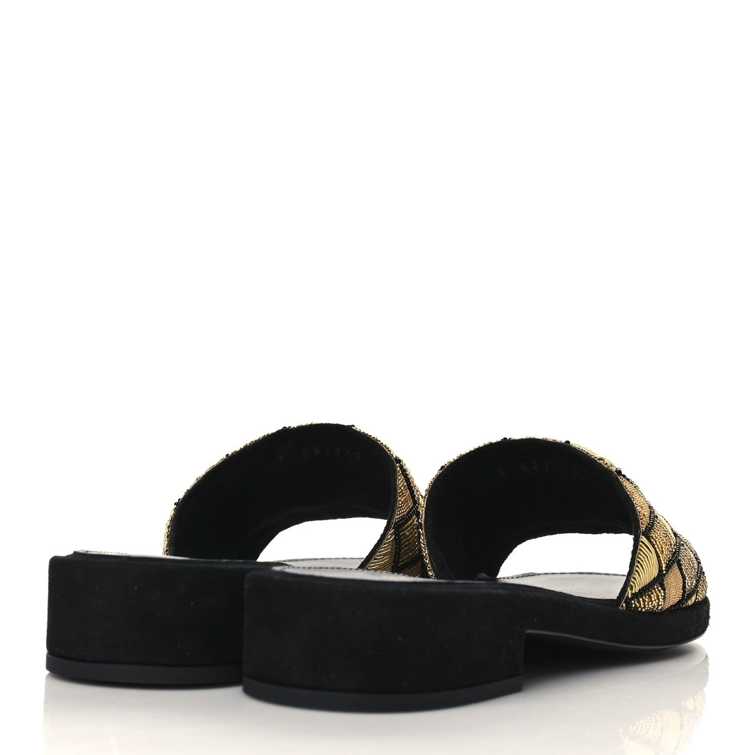 Chanel Pearl Embroidery CC Mules 37.5 Gold Black 4 of 9