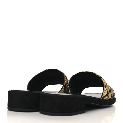Chanel Pearl Embroidery CC Mules 37.5 Gold Black 4 of 9