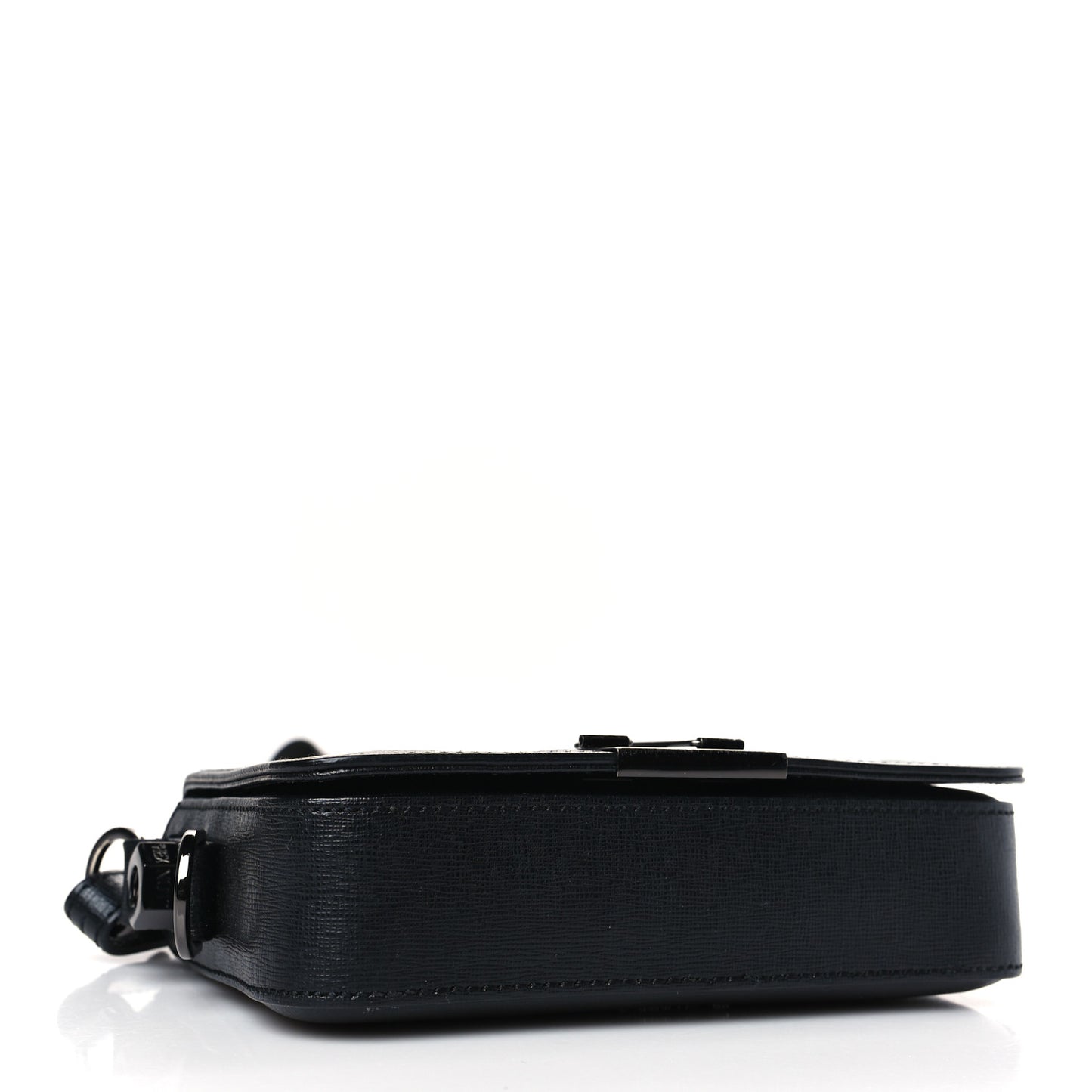Saffiano Striped Mini Diag Binder Clip Bag Black White