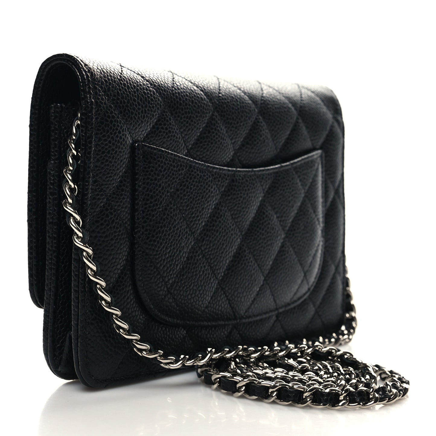 Caviar Quilted Wallet on Chain WOC Black