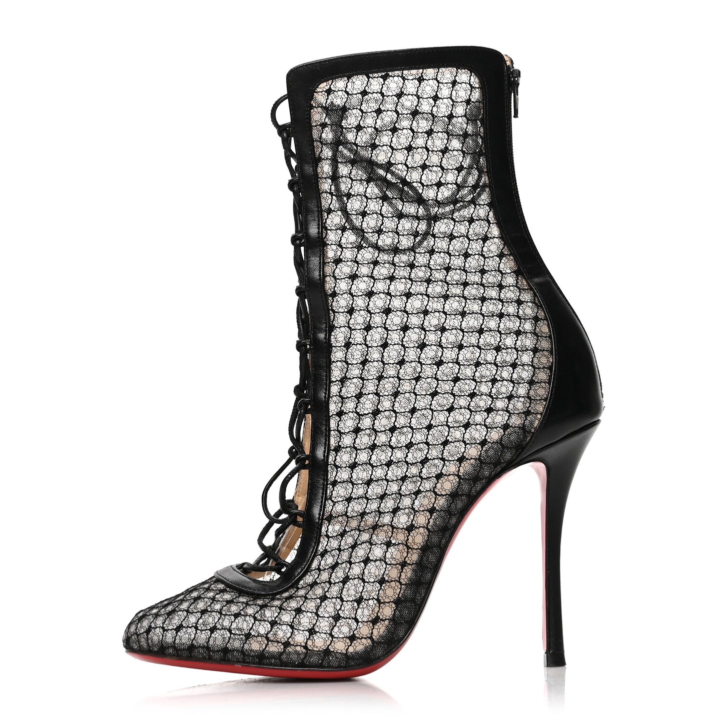 Nappa Fishnet Lace Hotero 100 Ankle Boots 36 Black