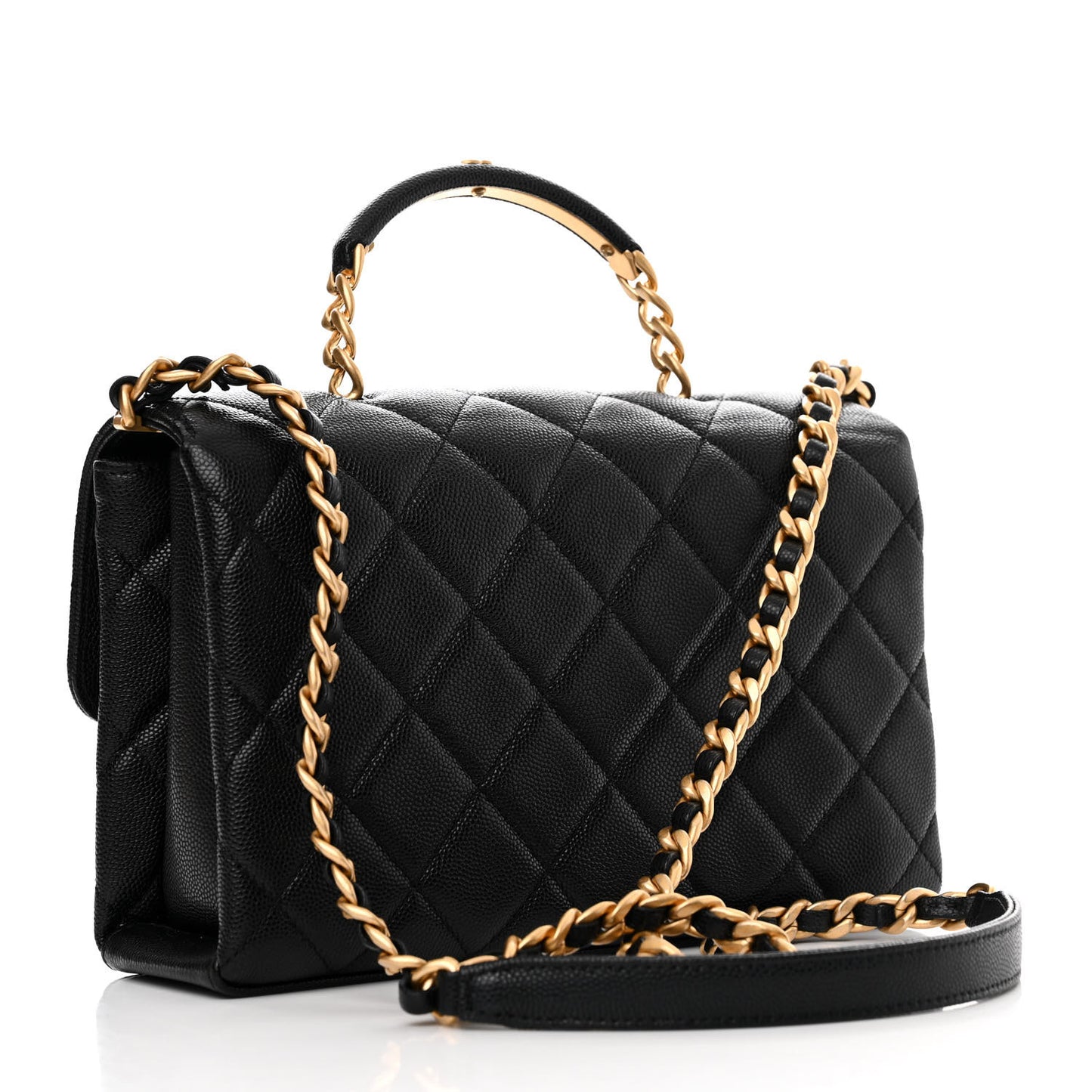 Caviar Quilted Medium Carry Me Top Handle Flap Black