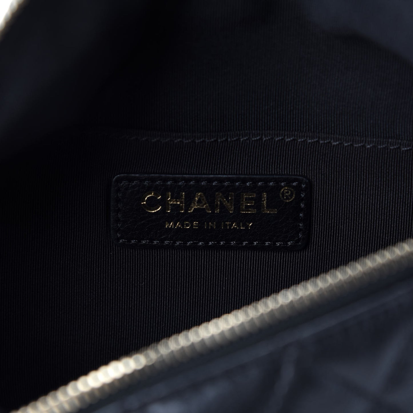 Calfskin Quilted Banane Waist Bag Fanny Pack Black