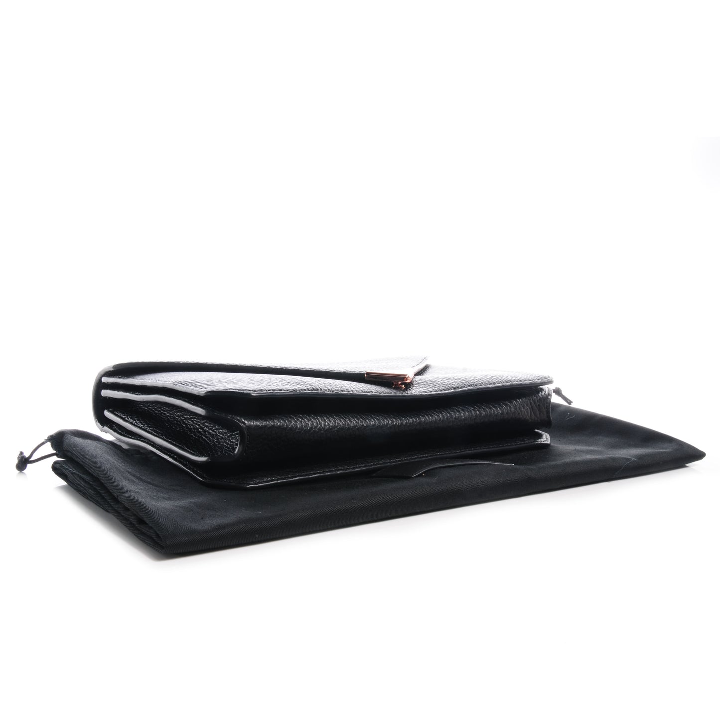 Soft Pebbled Prisma Skeletal Clutch Black