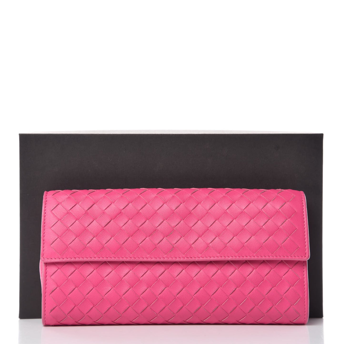 Nappa Intrecciato Continental Flap Wallet Rosa Shock